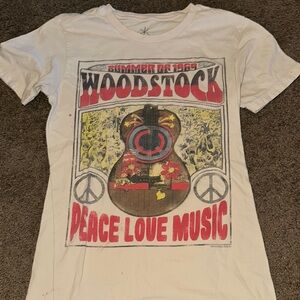 Woodstock Peace Love Music Graphic Tee